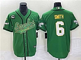 Men's Philadelphia Eagles #6 DeVonta Smith Green Gold With C Patch Cool Base Baseball Stitched Jersey,baseball caps,new era cap wholesale,wholesale hats